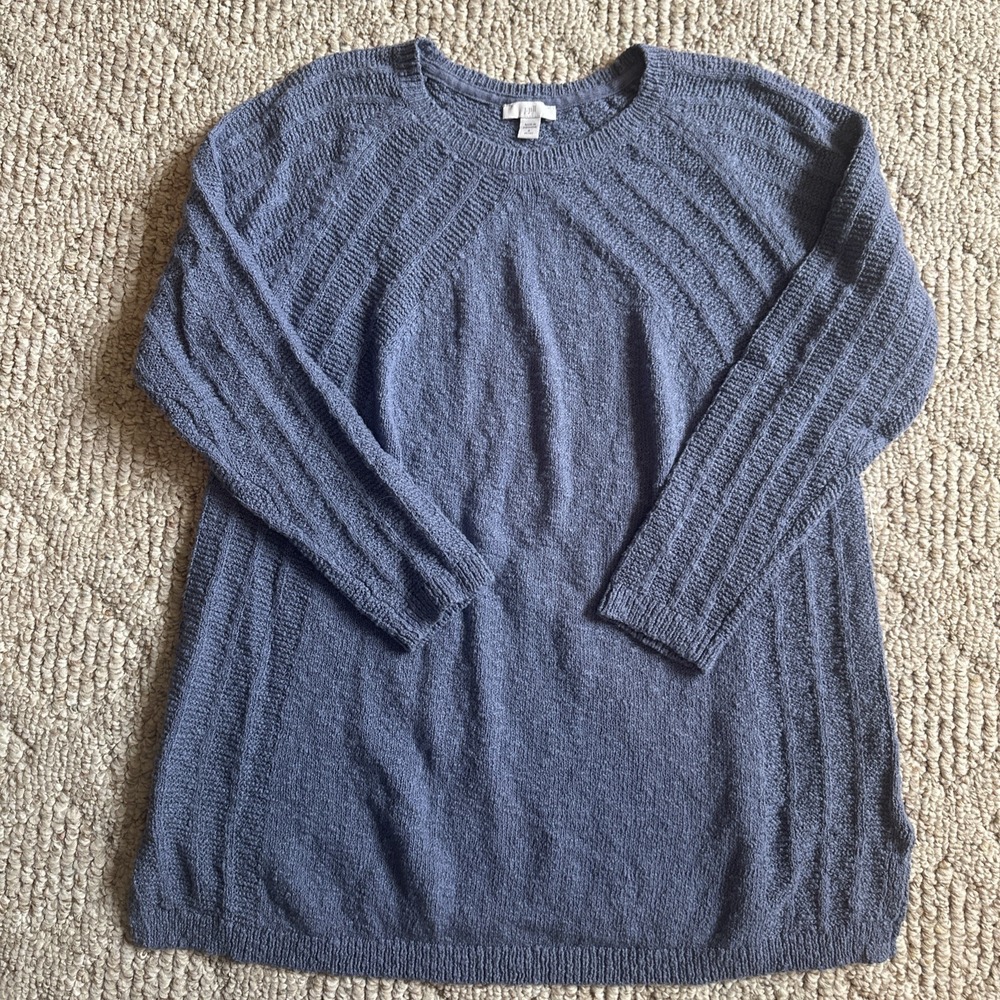 J. Jill‎  Pullover Women's Sweater Size Small Petite Blue Cotton Long Sleeve EUC